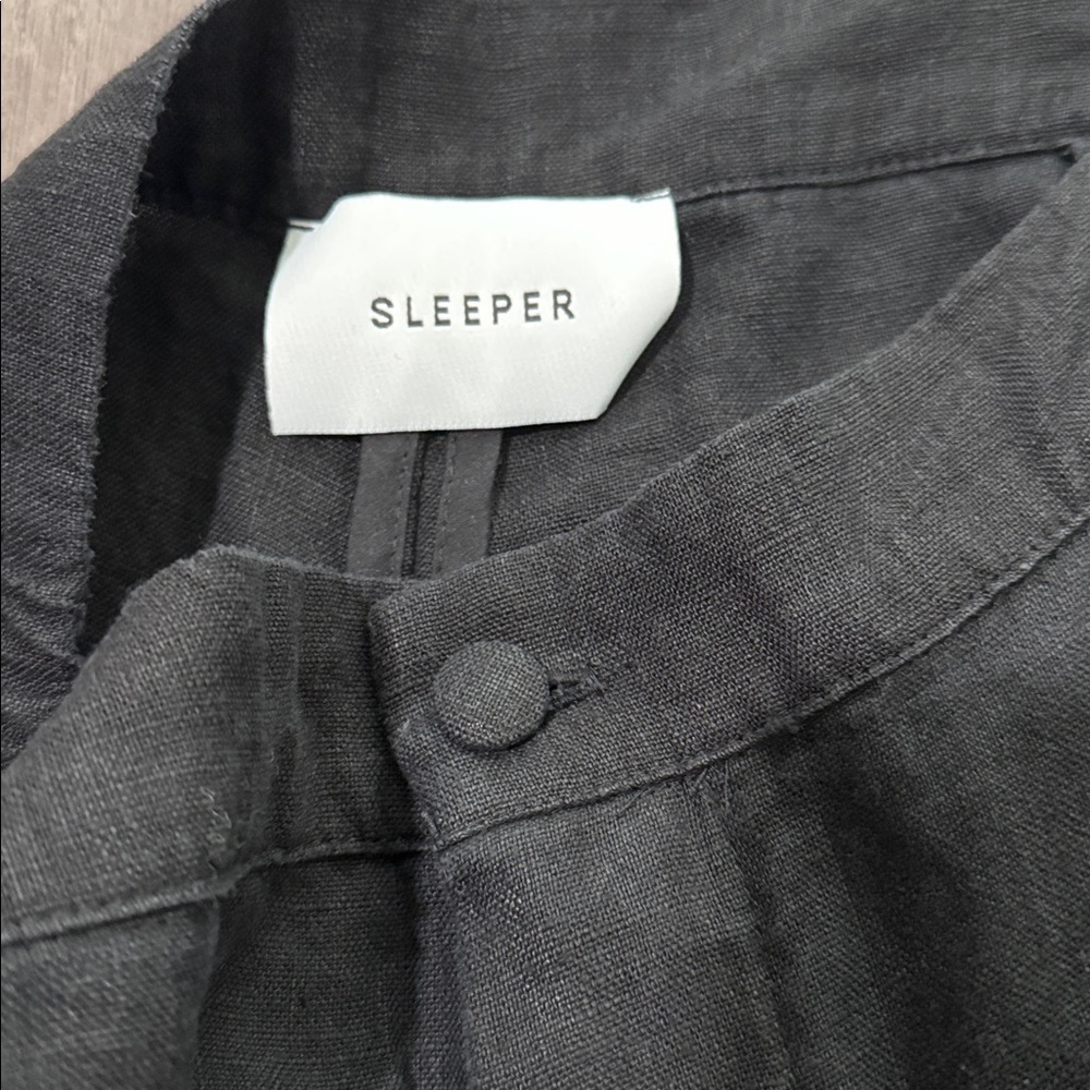 SLEEPER black 100% linen wide leg trouser’s L - Picture 4 of 7